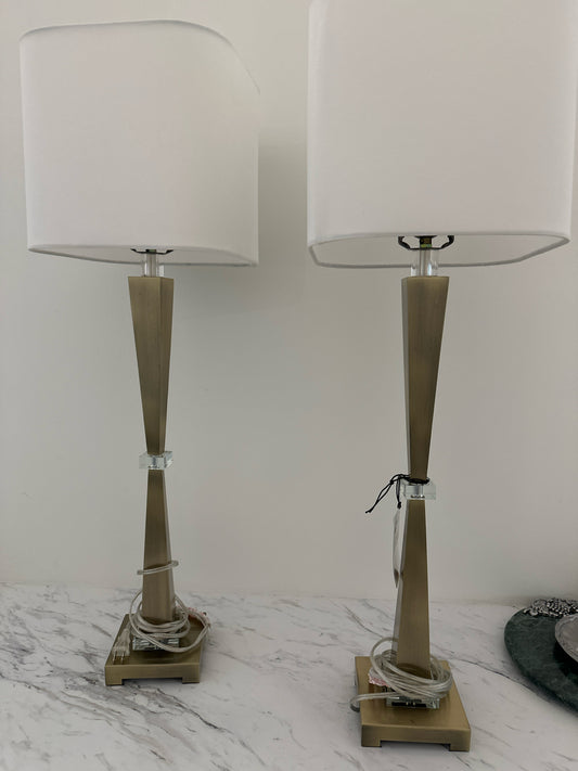 PAIR Uttermsost Brushed Gold Acyrlic Brass Base 34"h