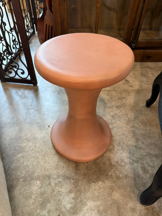 Terracotta Finish Hourglass Pedestal Side Table