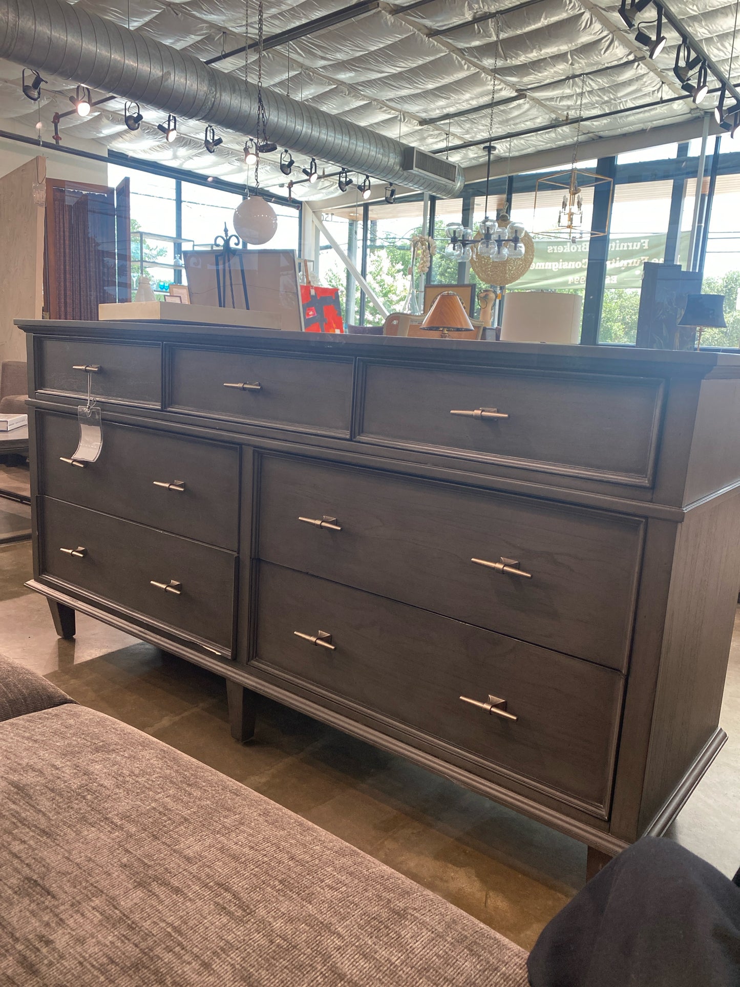 Gray Wood 7-Drawer Dresser (small nick on drawer)