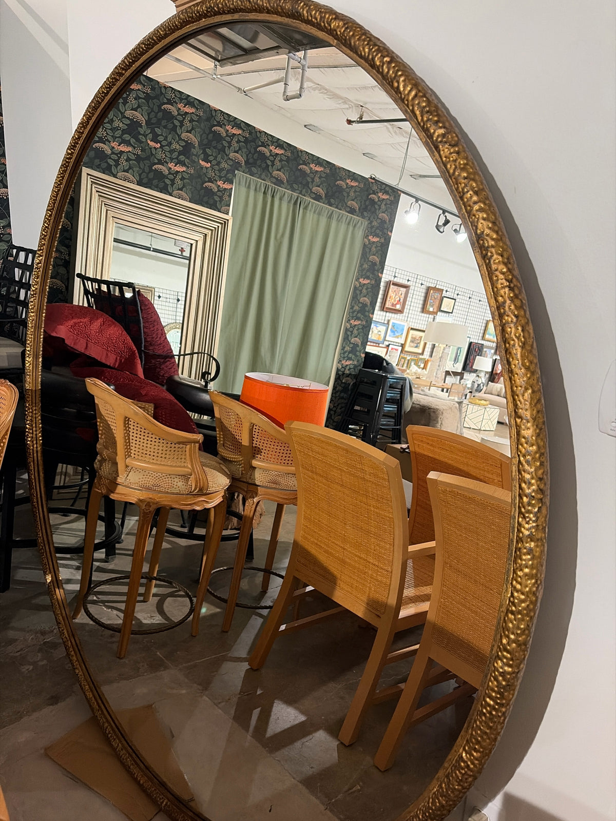 RH "Thaddeus" 60" Round Forged Brass Mirror