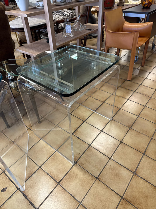Acrylic Waterfall Glass Top Side Table