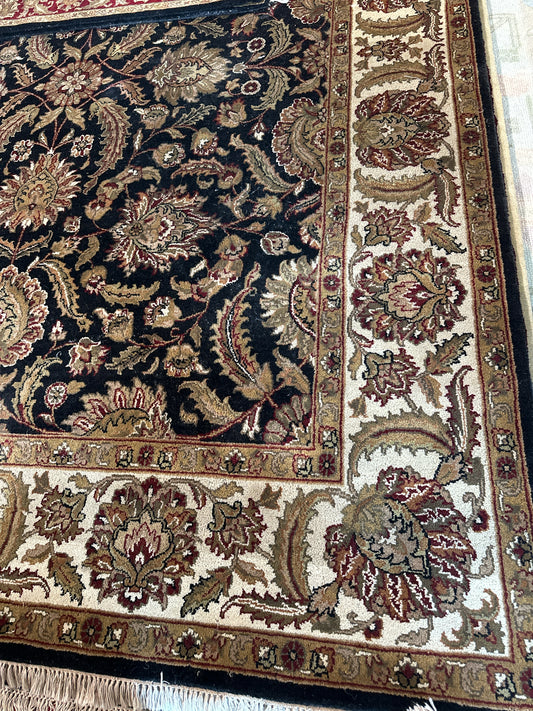 (123" x  96") Hand Knotted 100% Wool Rug Black/Burgundy/Cream