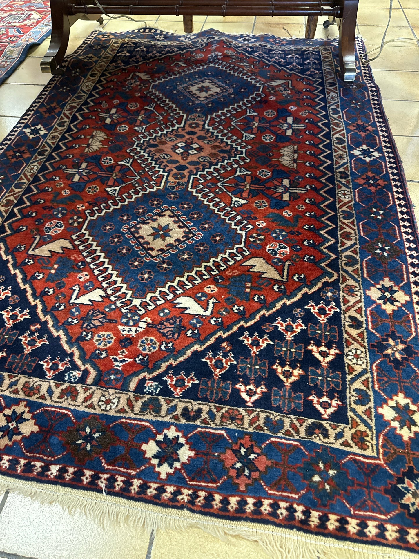 41 x 62 Rug Aztec Blue's, Reds, Creams w/ Pad