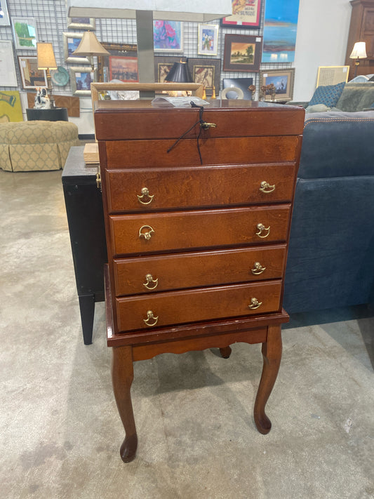 Traditional Mahogany Cutlery or Jewelry Cabinet Queen Anne Style