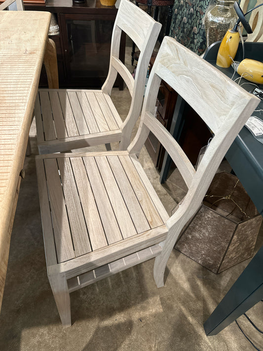Pair Terrain by Anthropologie 'Noni' Teak Wood Side Chairs