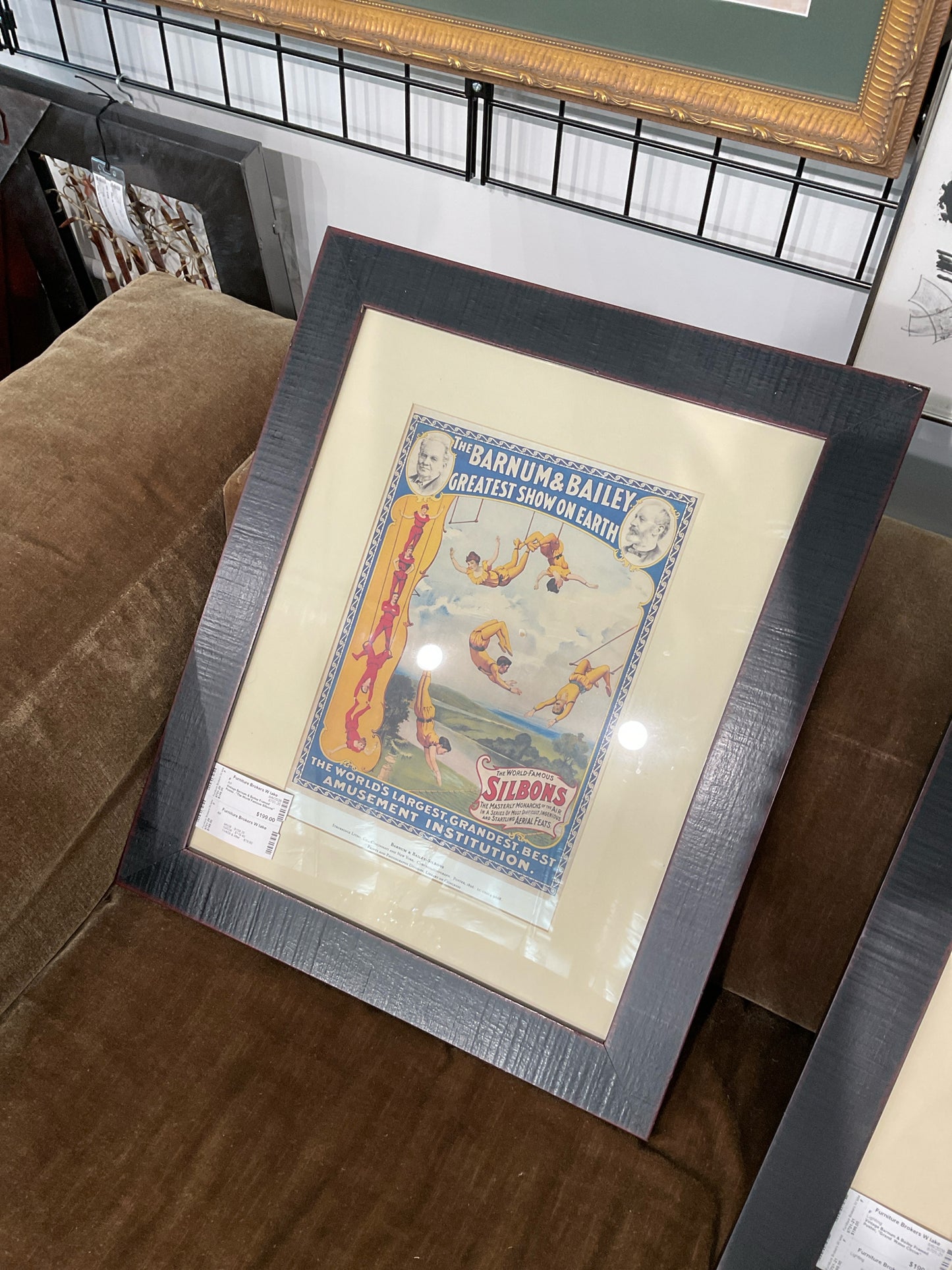 Vintage Barnum & Bailey Framed Poster , "The World Famous Silbons"