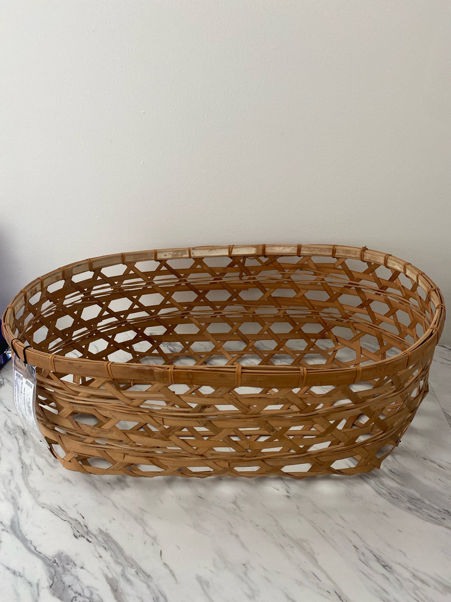 XL Vintage Asian Woven Bamboo Basket