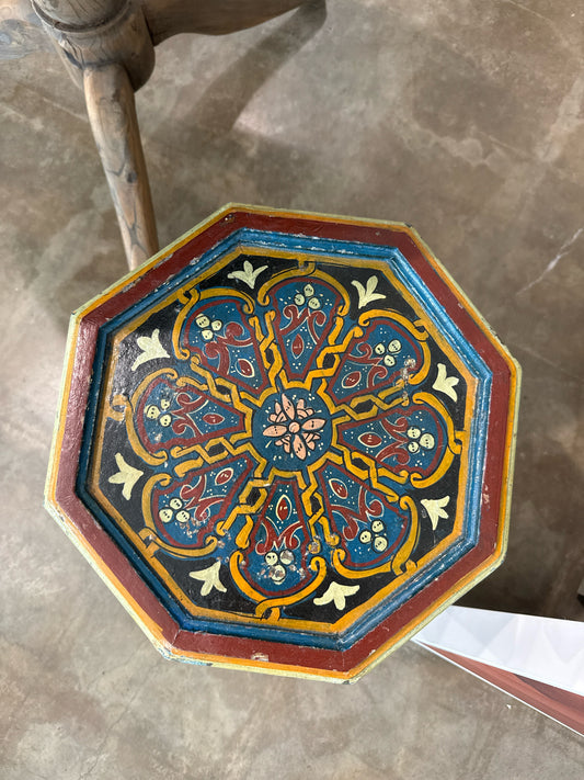 Hand Painted Vintage Moroccan 8-Sided Side Table