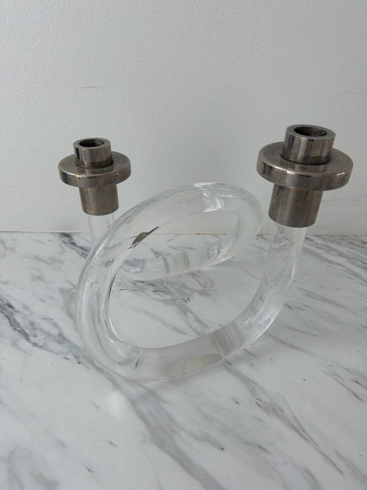 Vintage MCM "Dorothy Thorpe" Pretzel Lucite Candlestick