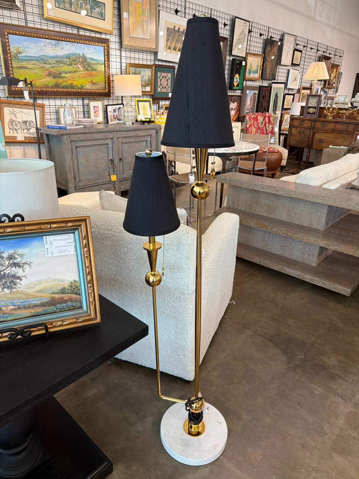 Jonathan Adler Caracas Marble Base/Black Shades Gold
