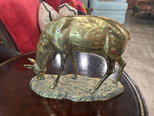 Vintage Decorative Regency Brass Deer Sculpture