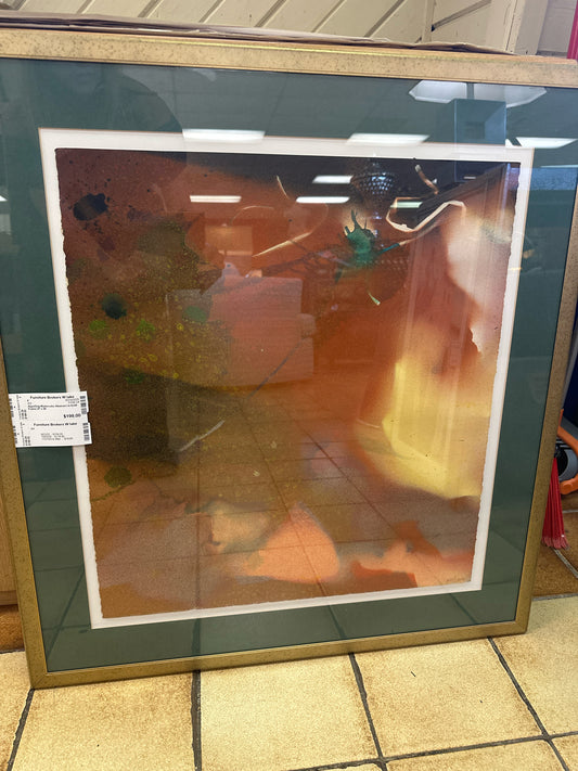 Sign/Orig Watercolor Abstract in Gold Frame 27 x 29