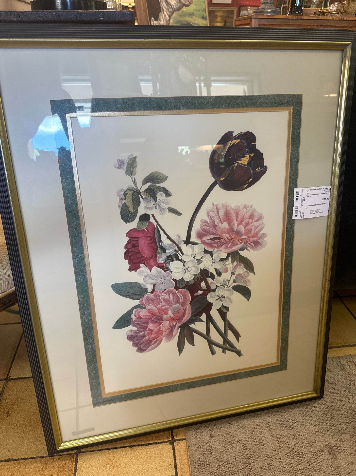 Floral Botanical Picture in Black Frame 25 x 31