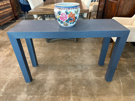 Blue Linen Wrapped Console 48w X 16d X 30.25 h