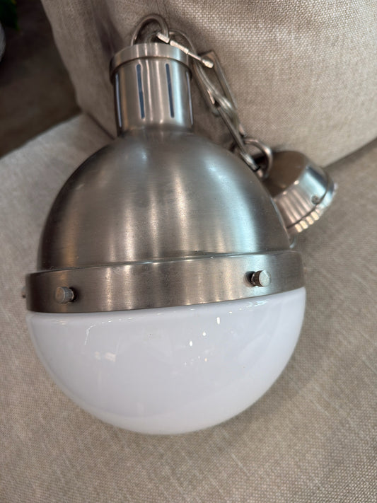 Visual comfort Studio Hanks 1 Light Pendant Nickel/White Glass