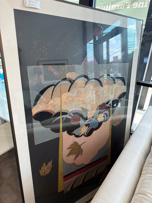 Original Mixed Media Kimono in Black Frame 46 x 66