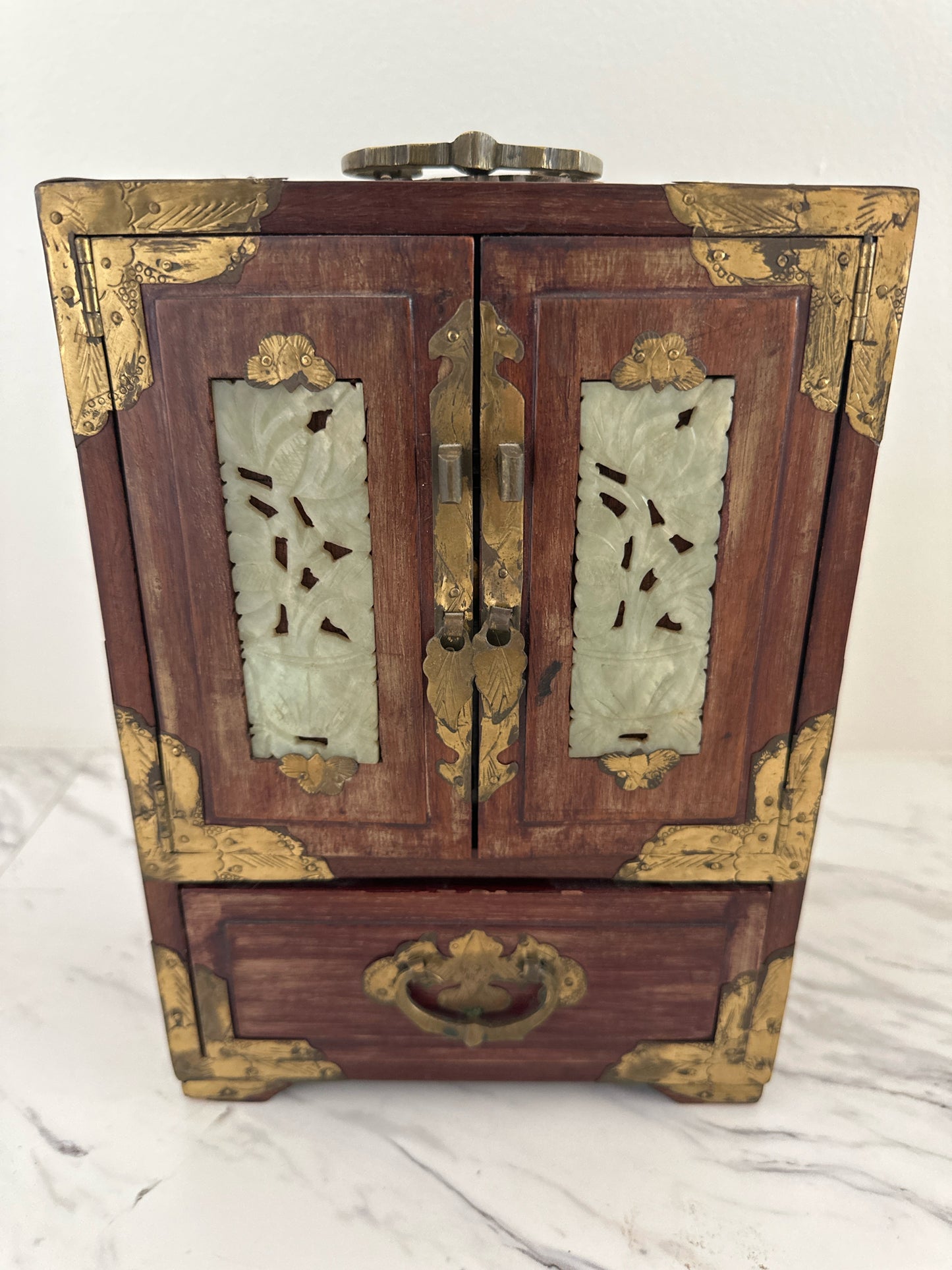 Vintage/Antique? Jewelry Box w/ Jade In Lay