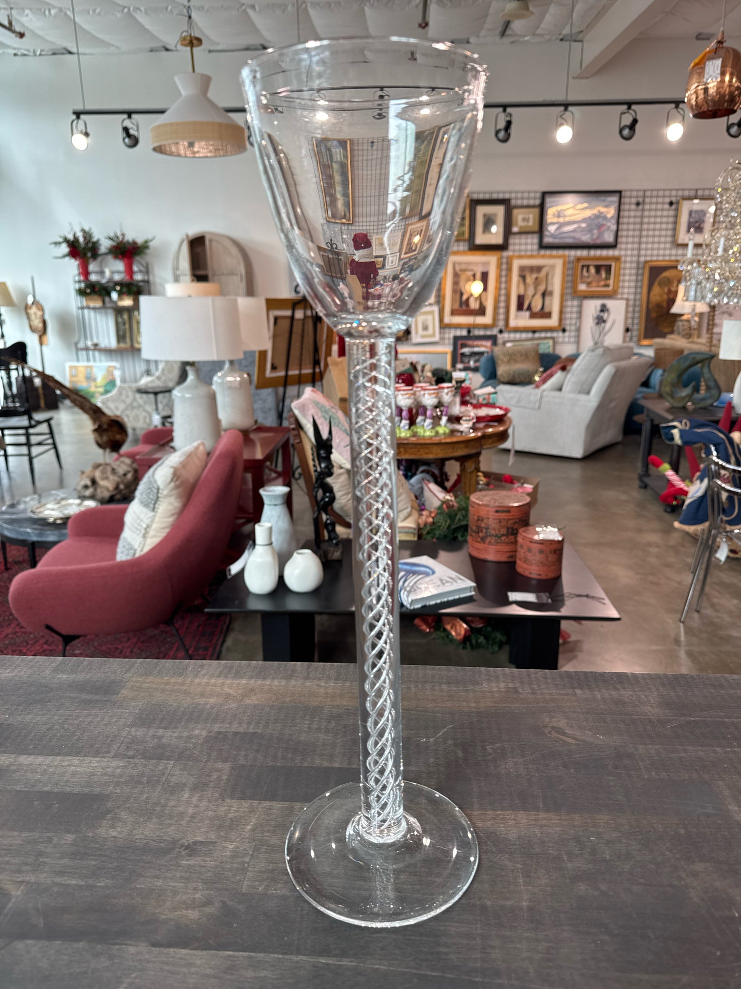 Steuben Crystal Air Twist Toasting Goblet (18" tall, signed)