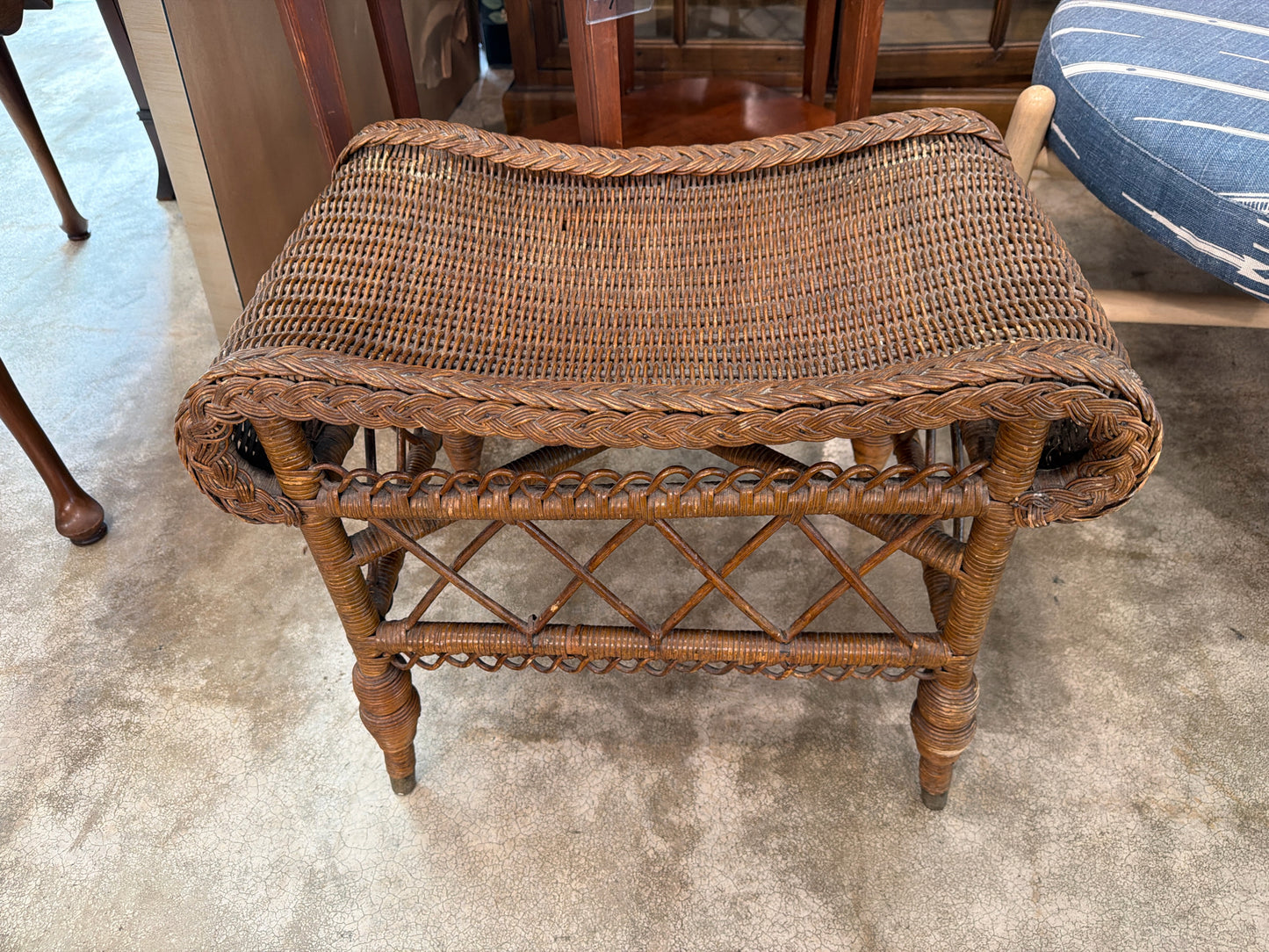 Brown Vintage Bamboo Seat 24"x15"x17.5"H