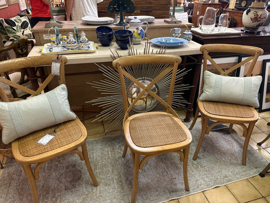 Set of 3- Dovetailed Rattan Light Brown Chairs