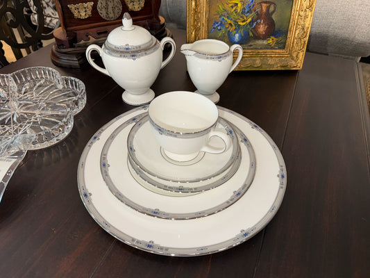 Set of 68 Pcs. Wedgewood Amherst Platinum China (Items Incl. Listed on Back)