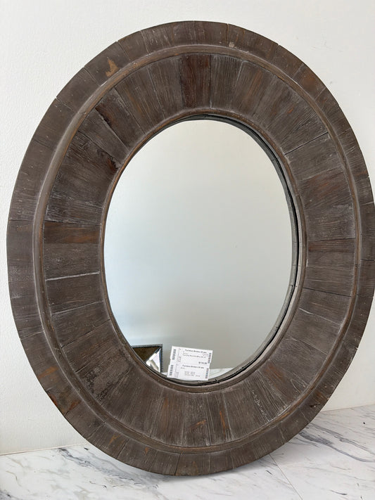 Grey Wood Oval Mirror 28 x 32