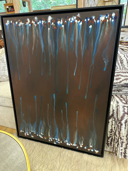39 x 50 Contemporary Art in Black Frame Black/Blue/White