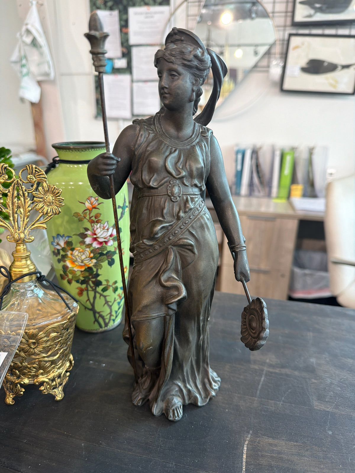 Late 1800's Bronze Spelter Sculpture w/ Broken Stand