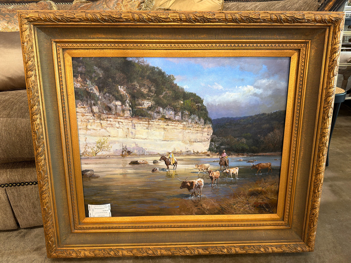 Longhorns by James Roberson "Wild Times" Gold Frame 40 x 34