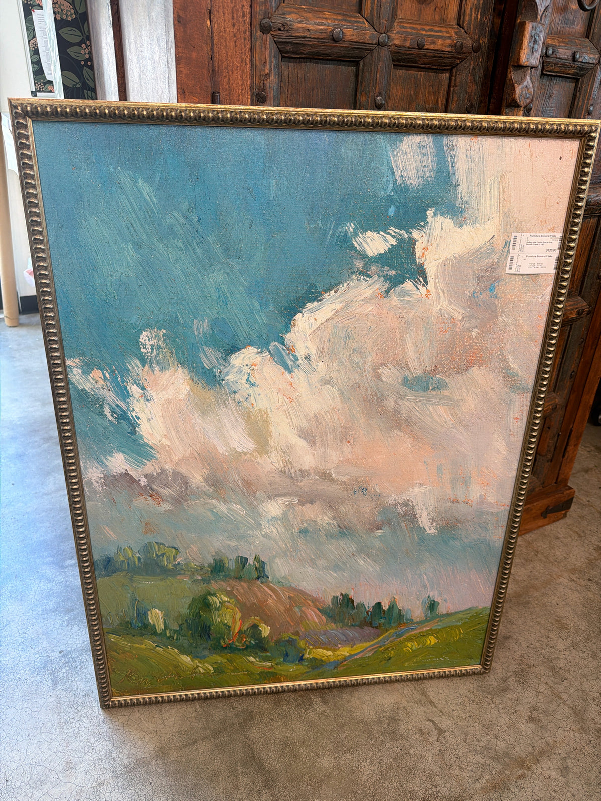 Rolling Hills Clouds Print in Gold Beaded Frame 32 x 42
