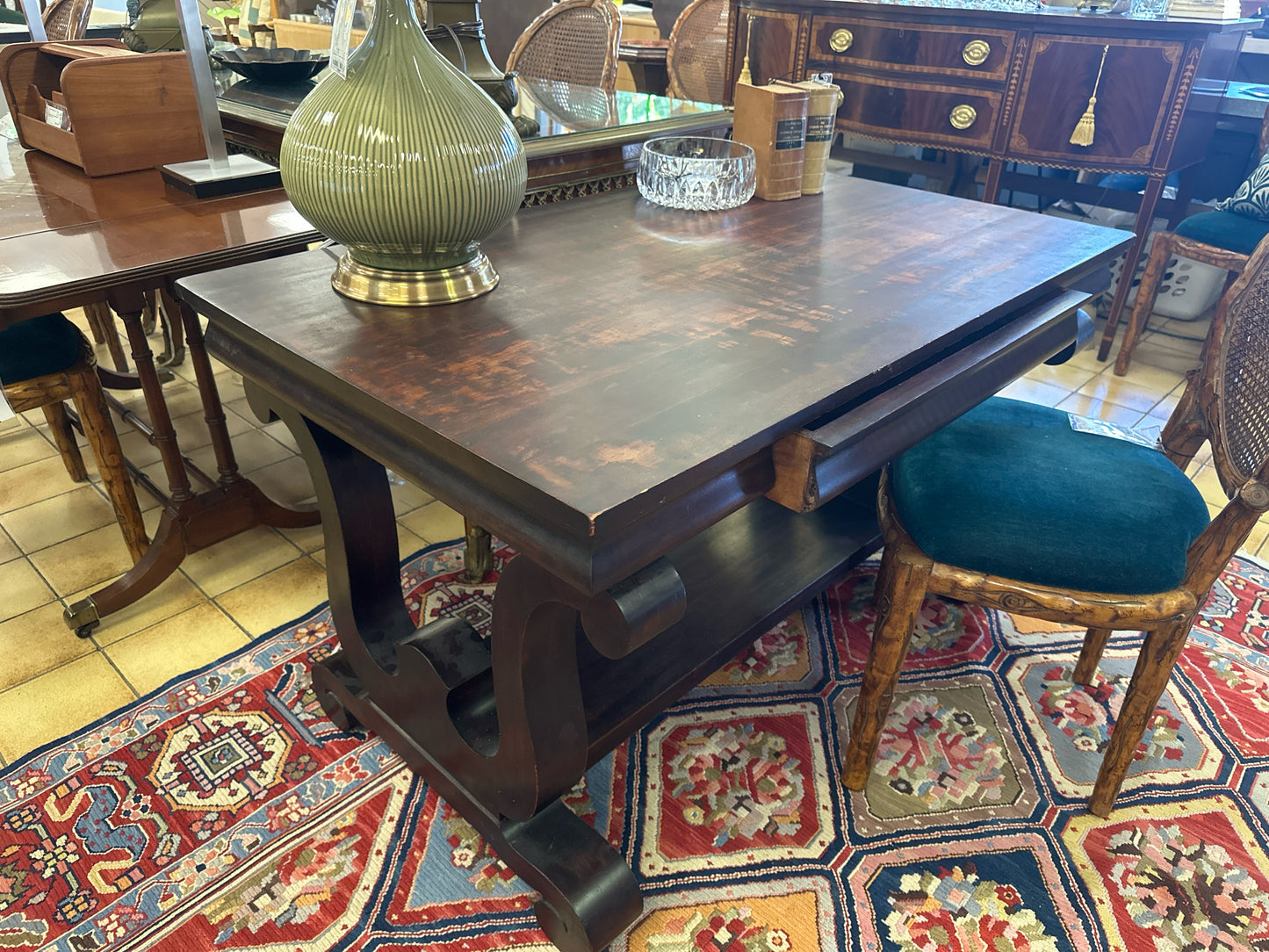 Antique Library Table w/ 1 Drawer 48w X 29.5d X 28.5h