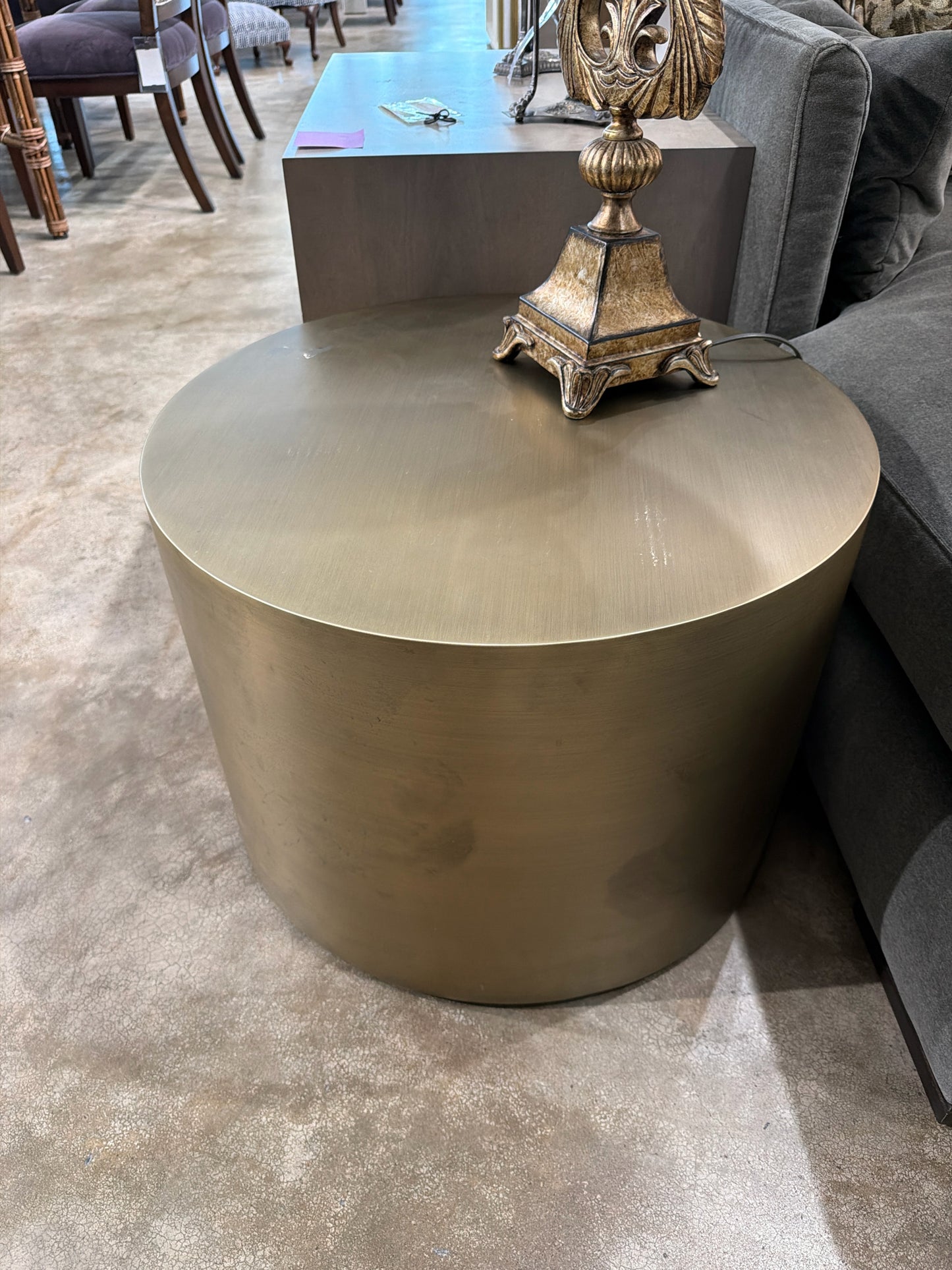 Brushed Brass Drum Side Table