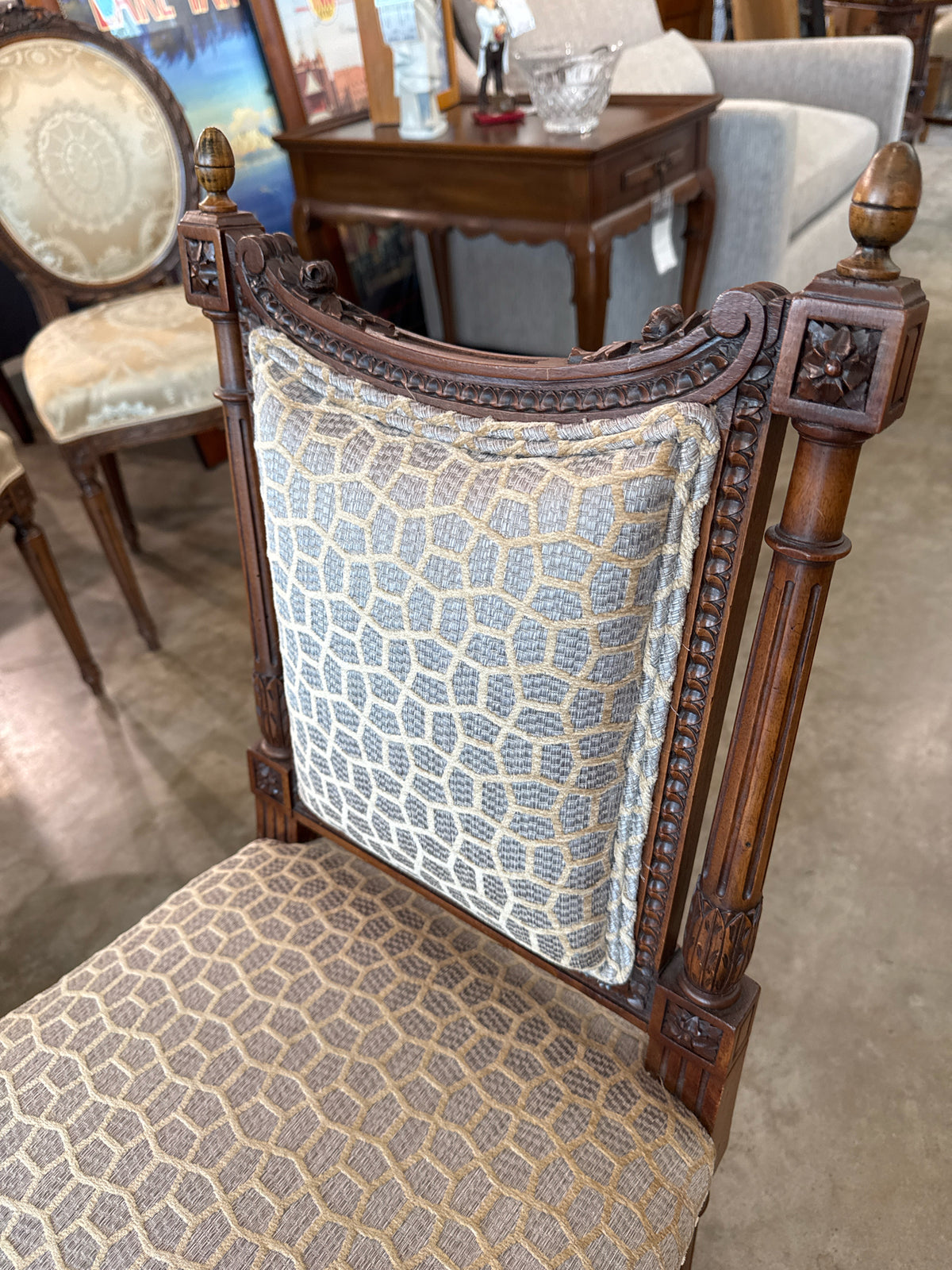 Vintage Eastlake Style Side Chair w/ New Custom Kravet Calico Series Upholstery