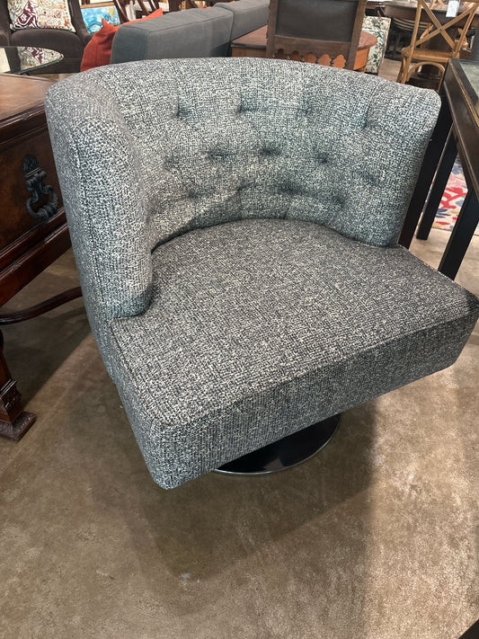 Design Within Reach Houndstooth Barrel Swivel Chrome Base Chair