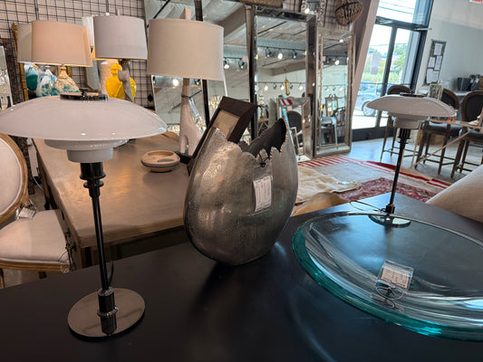PAIR Louis Poulsen Style Stilnovo Chrome/Mushroom Shade Lamps