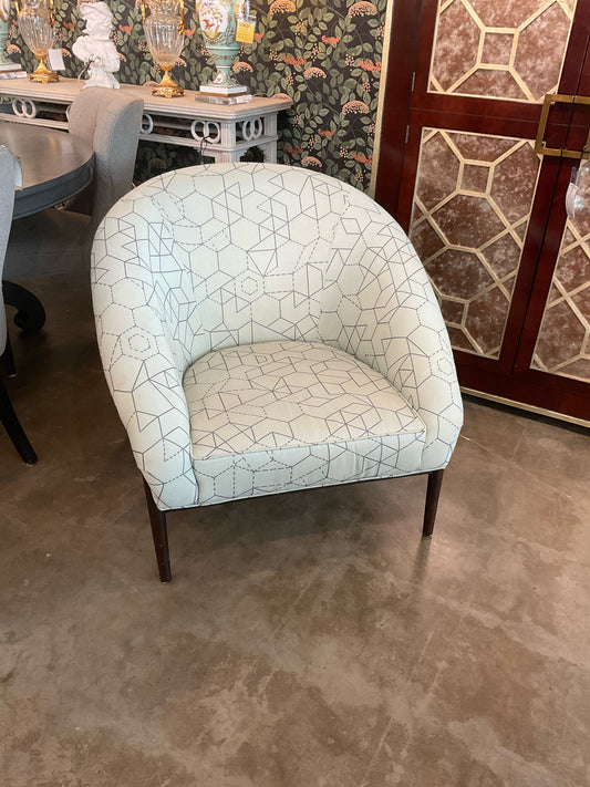 Fairhaven Chair Geometric Pattern Grey on Cream w/ Wood Frame - 32H X 35D X 35W