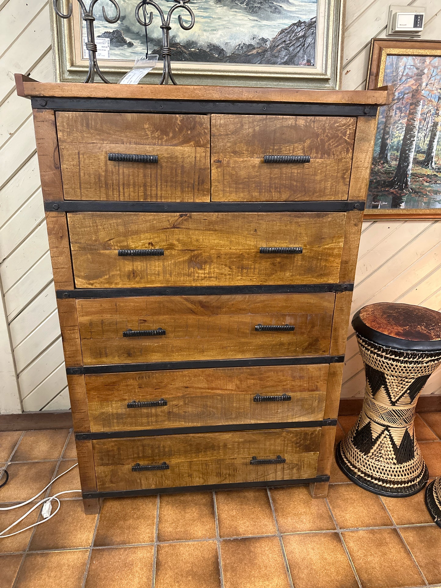 Tall Dresser 6 Drawer (Wood & Metal Pulls)