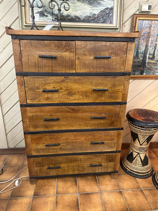 Tall Dresser 6 Drawer (Wood & Metal Pulls)