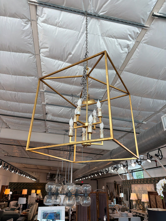 Large Gold Open Cage 8 Light Chandelier