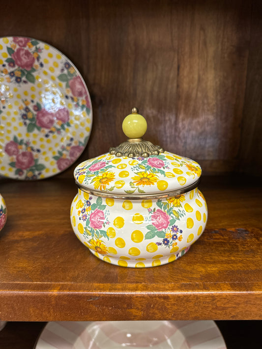 MacKenzie-Childs Enamel Buttercup 5 1/2" Squash Pot with Lid