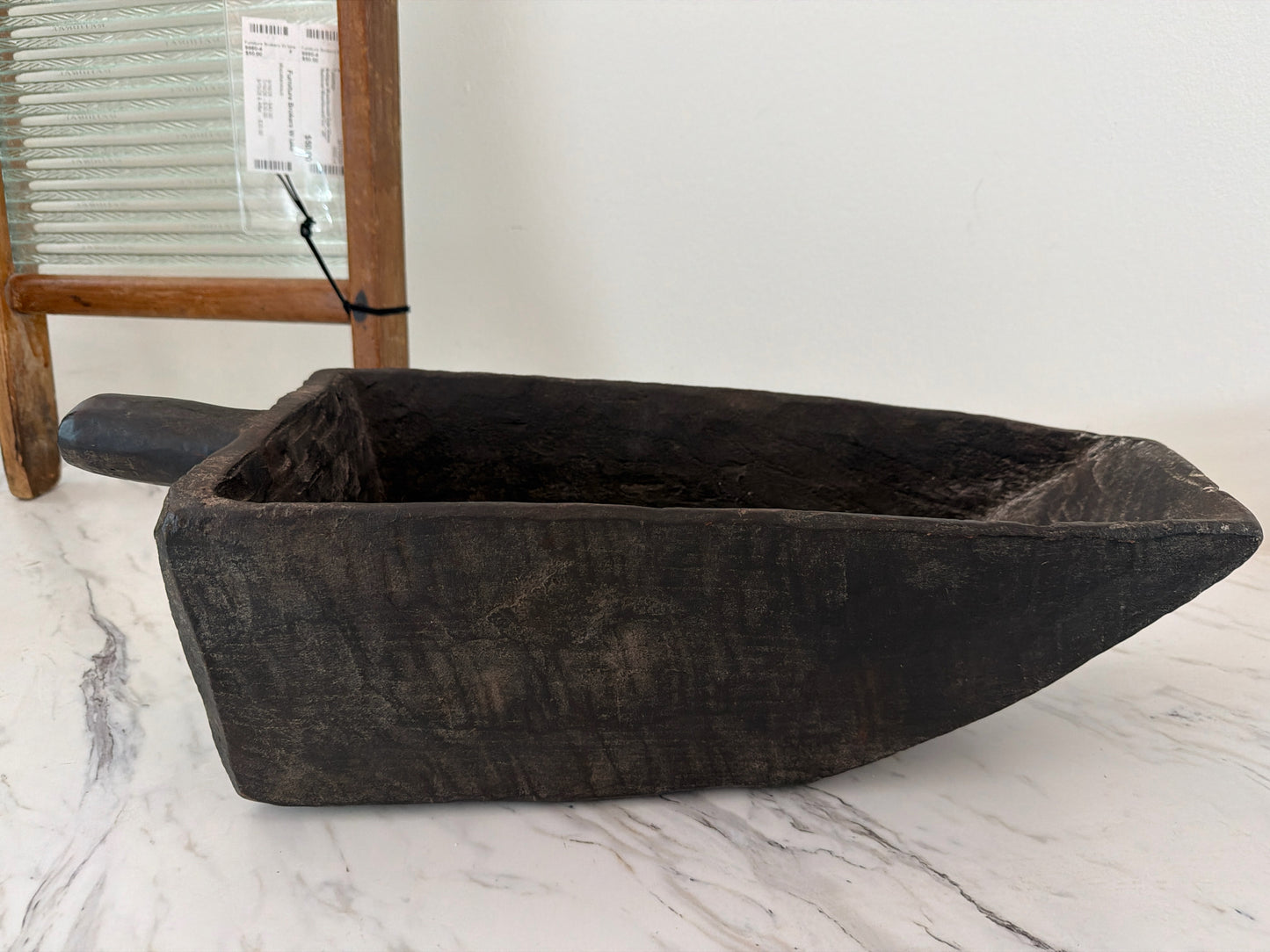 Rustic Vintage Dough Bowl w/ Handle 16" x 7"