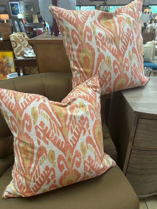PAIR Orange Ikat Down Filled Pillows by Paige Home Design