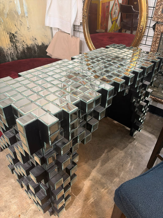 Black Mirrored Cube Console Table from Dubai 46"x18"x30"H