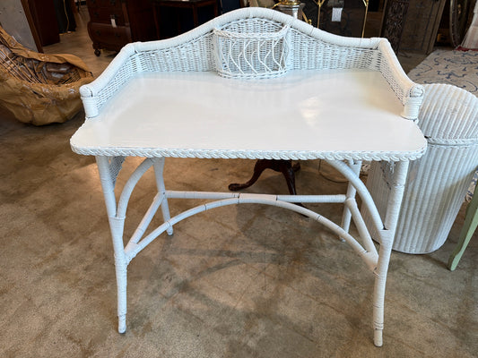 Vintage White Wicker Desk