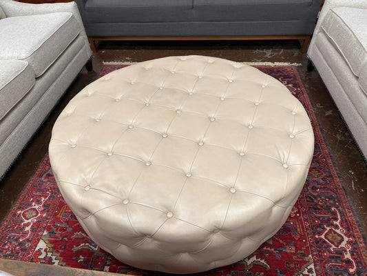 Cream Tufted  Ottoman 46"diam x 16h
