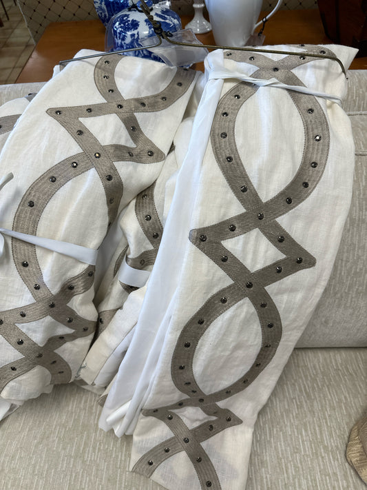 PAIR Linen Custom Studded Ribbon Drapery Panels 27" x 114"
