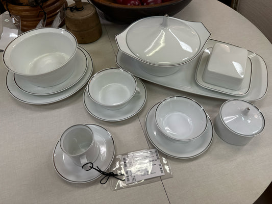 SET - Rosenthal China White w/ Platinum Band (57 Pieces - Listed on Back)