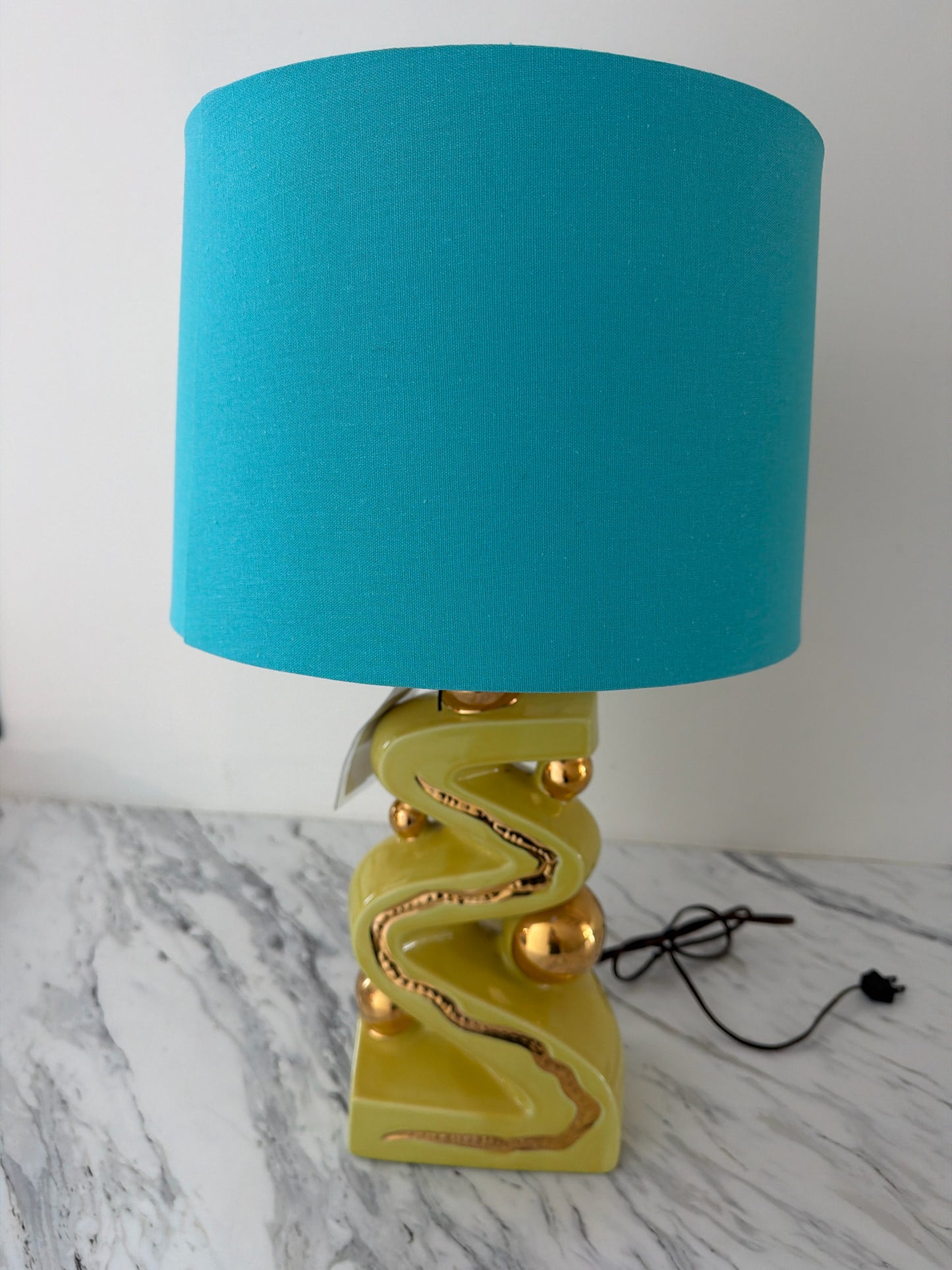 Vintage MCM Ceramic "Atomic Zig Zag" Lamp