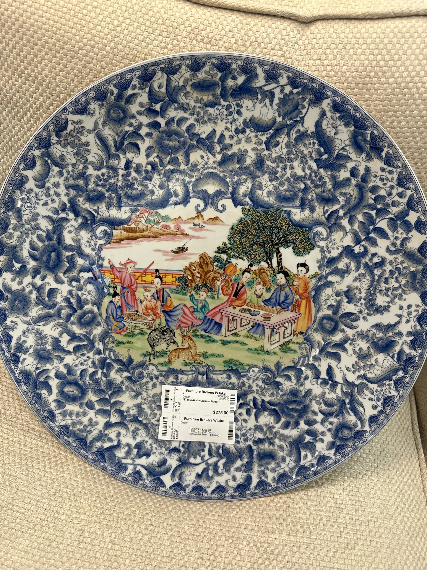 18" Blue/White Chinese Platter