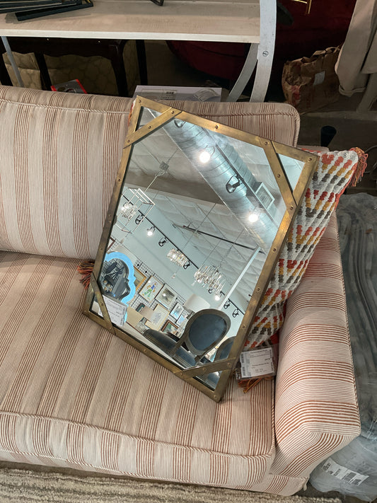 Sarried Ltd 70's Vintage Brass Studded Framed Mirror - Made in Italy